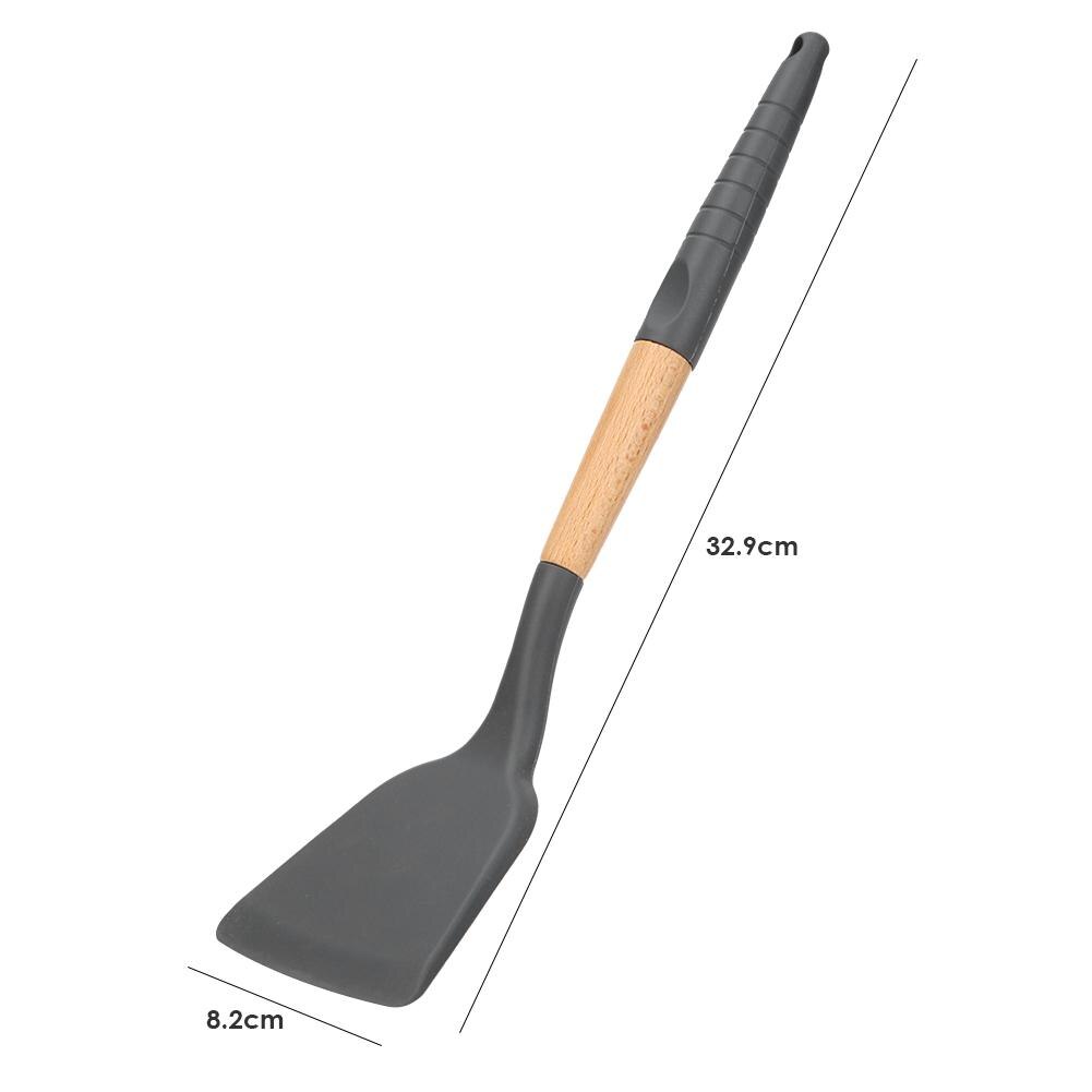 1pc silikon kjøkkenredskaper med bøk håndtak skje slikkepott pasta server visp øse sil til hjemmelaget bbq baking
