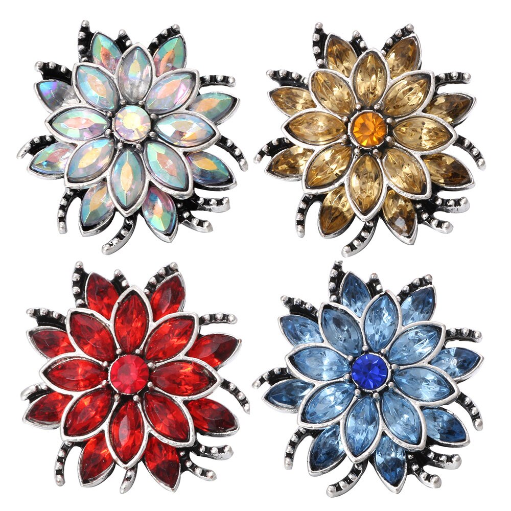 6 pièces/lot gros bouton pression bijoux mixte métal 18mm bouton pression strass pour 20mm 18mm bouton pression Bracelet bijoux: 20