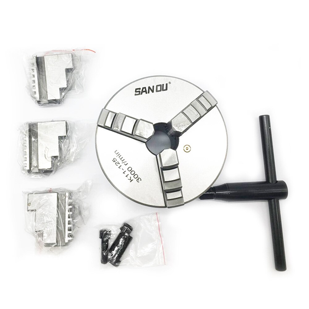 SANOU Selbst Zentrierung Drehmaschine Futter 125mm K11-125 5 Zoll 3 Kiefer klaue Manuelle Metall scrollen Spannfutter für Bohren Fräsen maschine