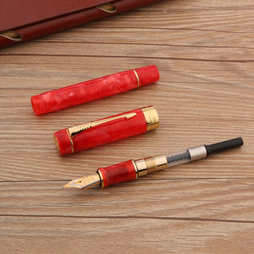 Jinhao 100 Acryl Brunnen Stift pfeil kirsche verrotten Dreh Elegante Unterschrift Goldene tinte stifte Schreibwaren Büro Liefert