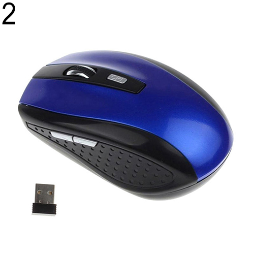 Trådlös spelmus 1200 dpi 2.4 ghz ergonomisk usb-mottagare trådlös mus för bärbar dator: Svart