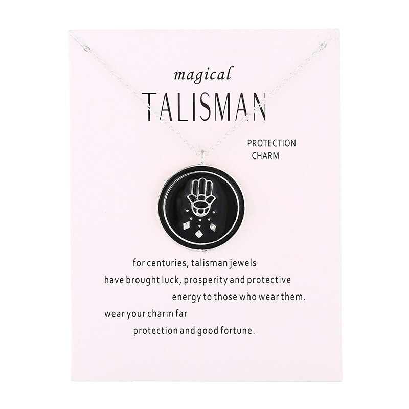 Aangekomen Magische Talisman Serie Glazuur Druppels Bergamot Boeddha Hanger Bescherming Charme Ketting Sieraden: HAVECARD SILVERBLACK