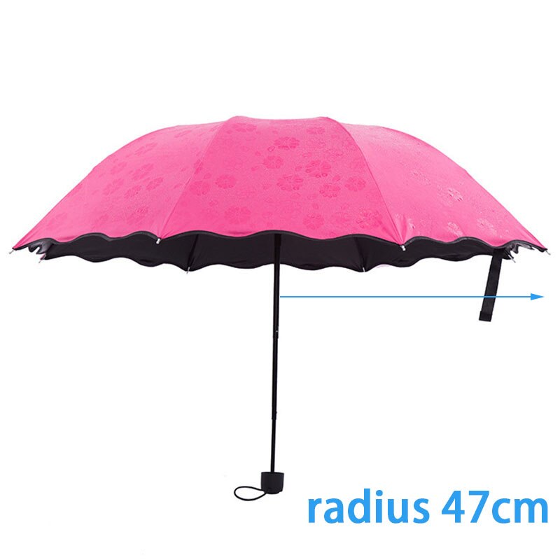 Magic Umbrella Water Flowers Umbrella Vinyl Anti-UV Three Fold Umbrella Princess Umbrella Ladies Sun Umbrella