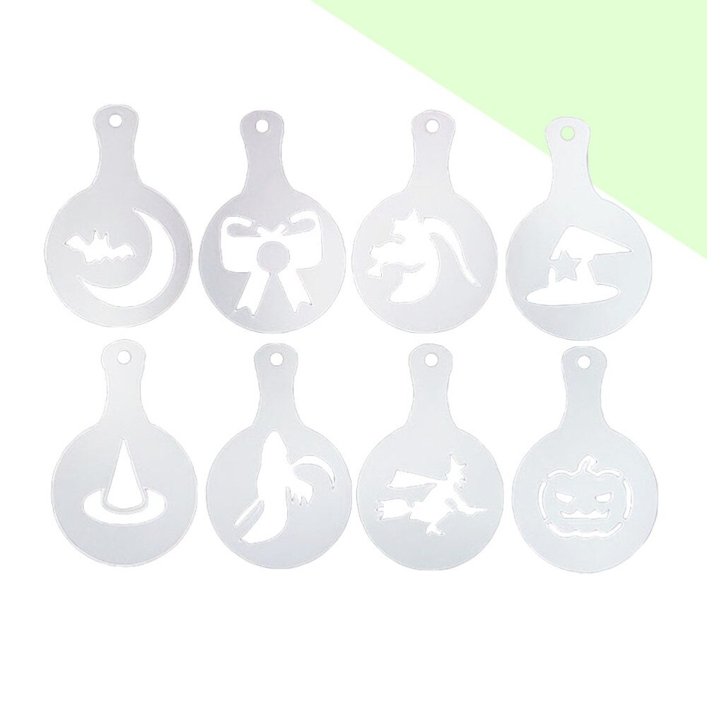 8pcs Coffee Stencil Reusable Coffee Templates Coffee Stencils for Mousse Cut Cake Coffee