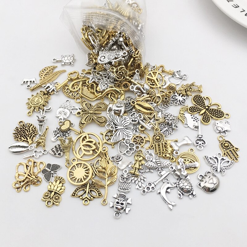 Vintage Mixed 20/40pcs Metal Animal Birds Charms Beads Handmade DIY Bracelet Pendant Neacklace Clips Jewelry Making Findings