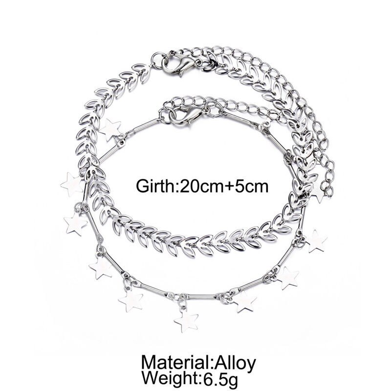 Bohemian Enkelband Set Voor Vrouwen Natuur Shell Hart Ster Enkelbanden Armband Op Been Barefoot Diy Voet Sieraden Strand Accessoires