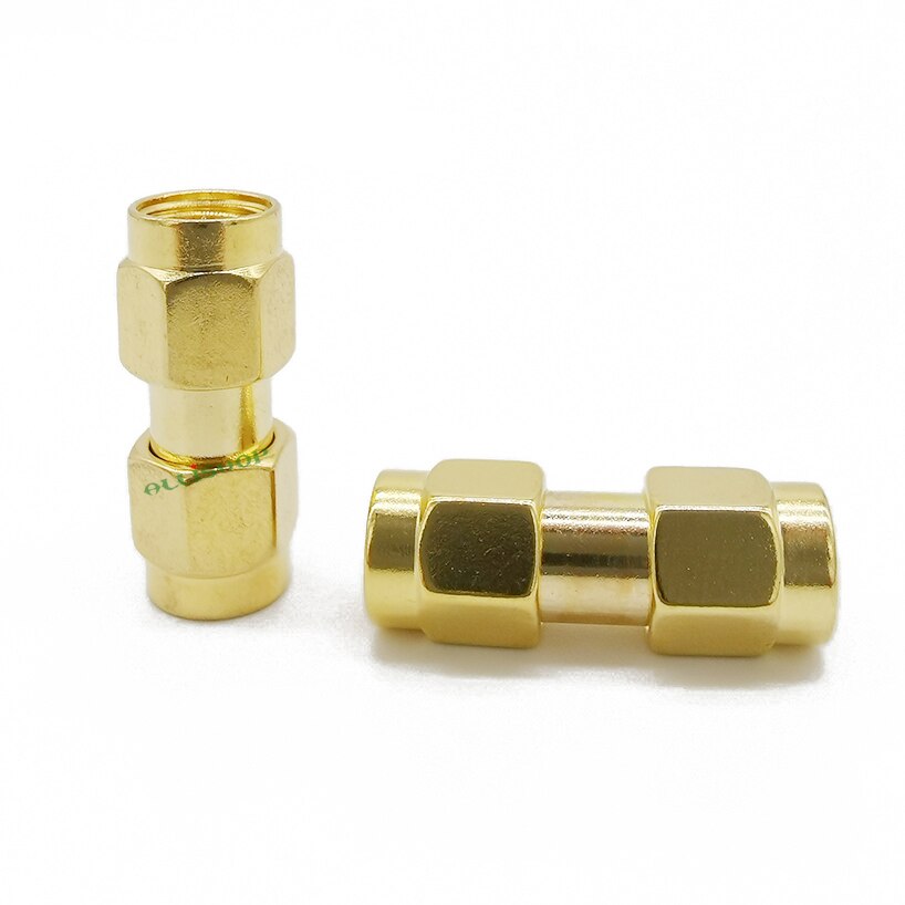 1Pcs Gold Tone Sma Male Naar Sma Male Plug Rf Coaxiale Adapter Connector Rechte Dubbele Sma Male Sma J/J Adapter