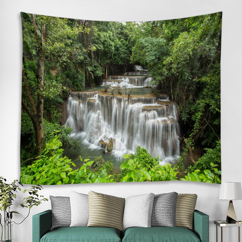Hermoso paisaje de cascada de impresión de gran tapiz de pared barato hippie tapices de pared bohemio tapiz mandala de pared tapices