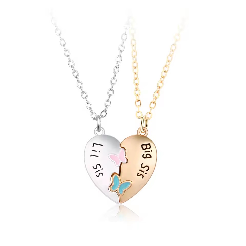 Colliers magnétiques en forme de cœur pour femmes et filles, pendentif Kawaii meilleurs amis sœurs, chaîne BFF, bijoux d'amitié, , 2/3 pièces: Rouge rouille