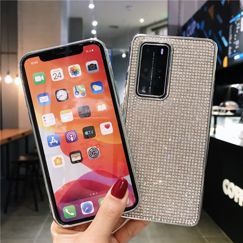 P20 P30 P40 Pro Lite funda de lujo completa diamante Bling cubierta trasera suave para Huawei Mate 30 20 Pro Nova 5T Enchapado Diamante de imitación Etui