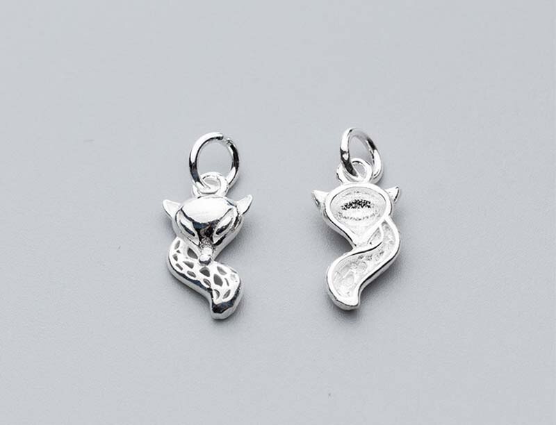 925 Sterling Zilver Ambachtelijke Fox Bedels 15.5X8.5Mm Zilveren Decoratie Dangle Hangers Diy Sieraden Maken Voor verjaardag