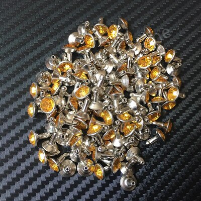 20 Pcs 7 Mm 8 Kleuren Rhinestone Klinknagels Jeans Tassen Schoenen Craft Decoratieve Spikes En Studs Nagels Accessoires Voor Diy lederen Decor: yellow