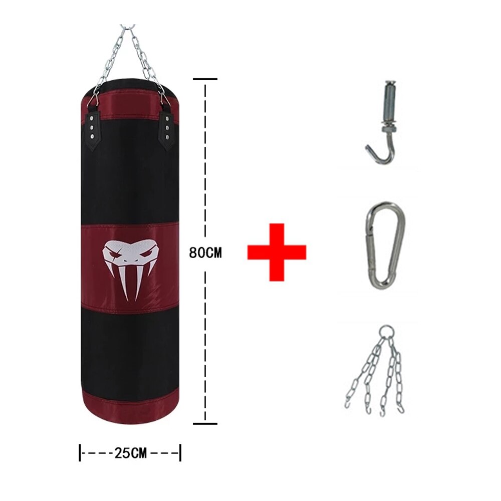 Hanging Punching Bag Boxing Sand Bag Muay Boxer Training Hanging Kick Fitness Muscle Training MMA Boxing Sandbag Without Filler: Black 80cm