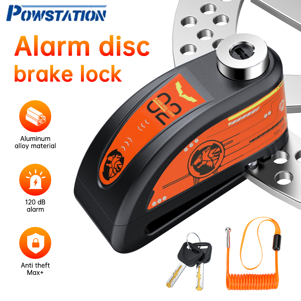Motorrad Alarm Scheibenbremse Schloss Sicherheit Motor- Rad Rabatt Vorhängeschloss Wasserdicht 110dB Laut Anti-Diebstahl Alarm ein Motocicle: Orange