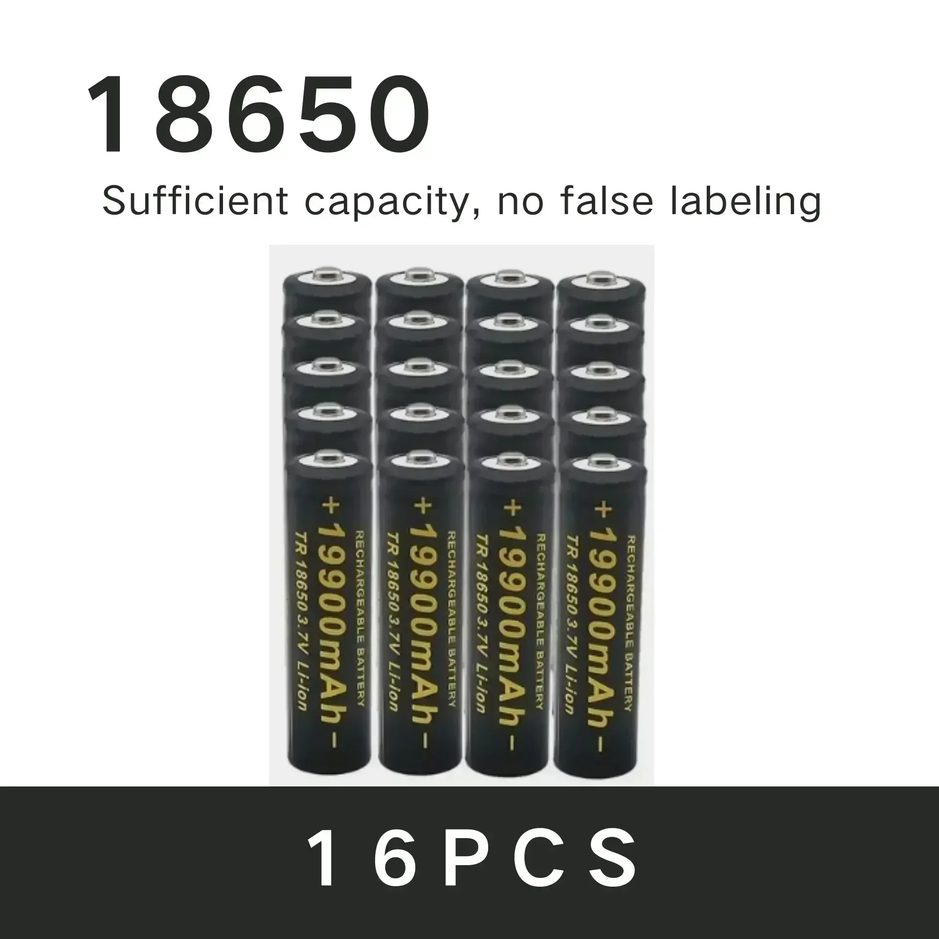 100% brand 18650 battery 3.7V 19900mAh, rechargeable and suitable for tools such as flashlights