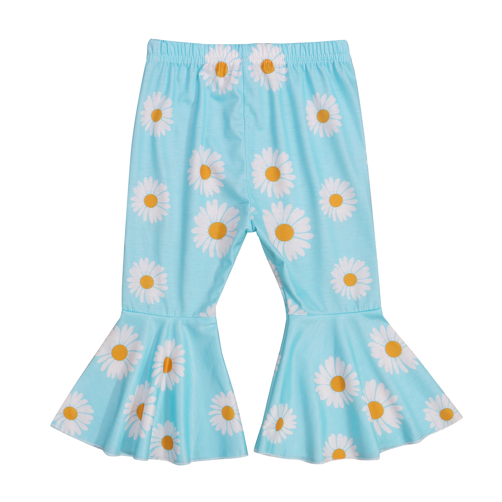 Pantalones acampanados para niñas pequeñas, pantalones con estampado de Margarita, cintura elástica, Fondo de campana, 0-3T: Azul / 6 meses