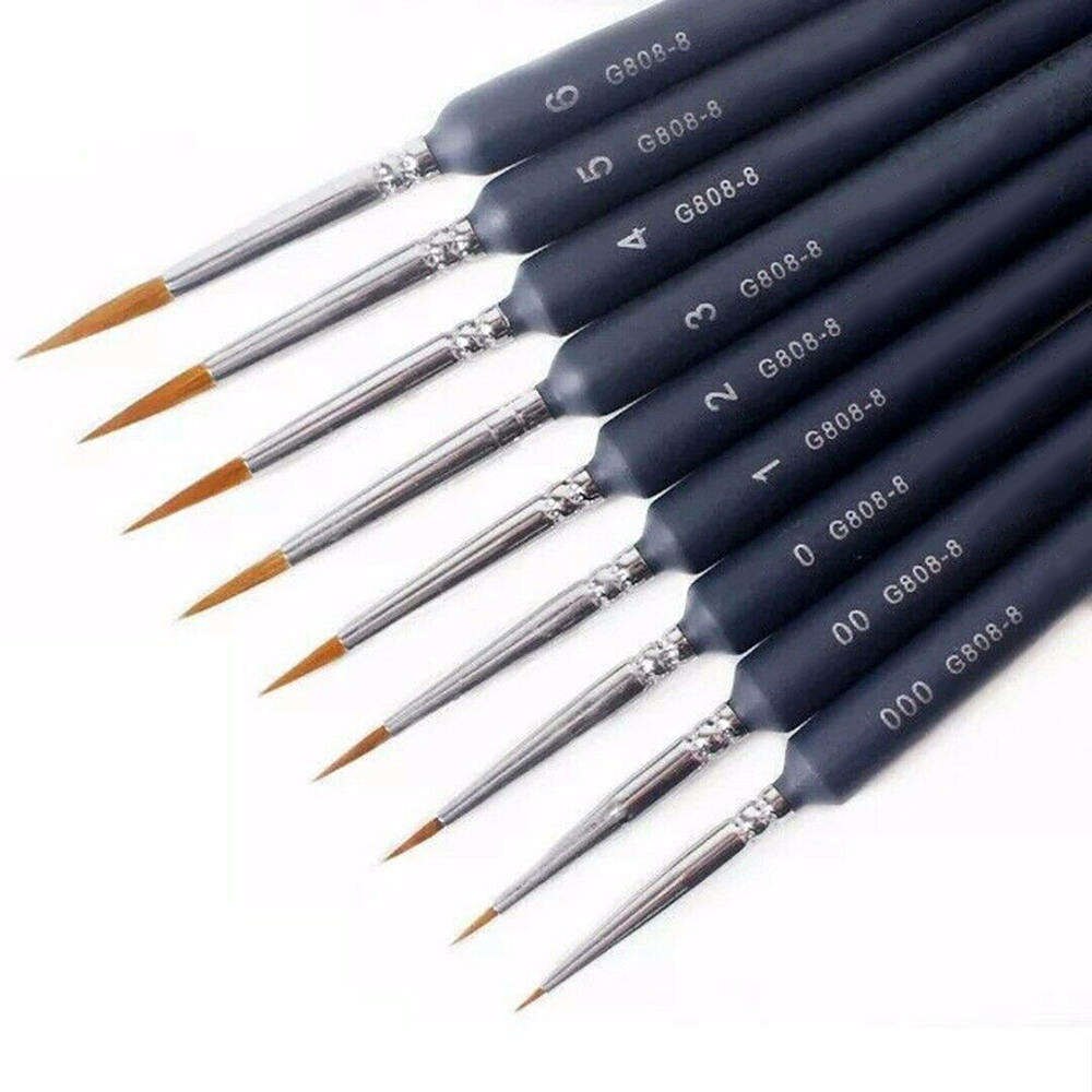 9pc Weasel'S Hair Brush Nail Art Tool Pen Watercolor Gouache Paint Oil Painting For Beginners & Artists Brush
