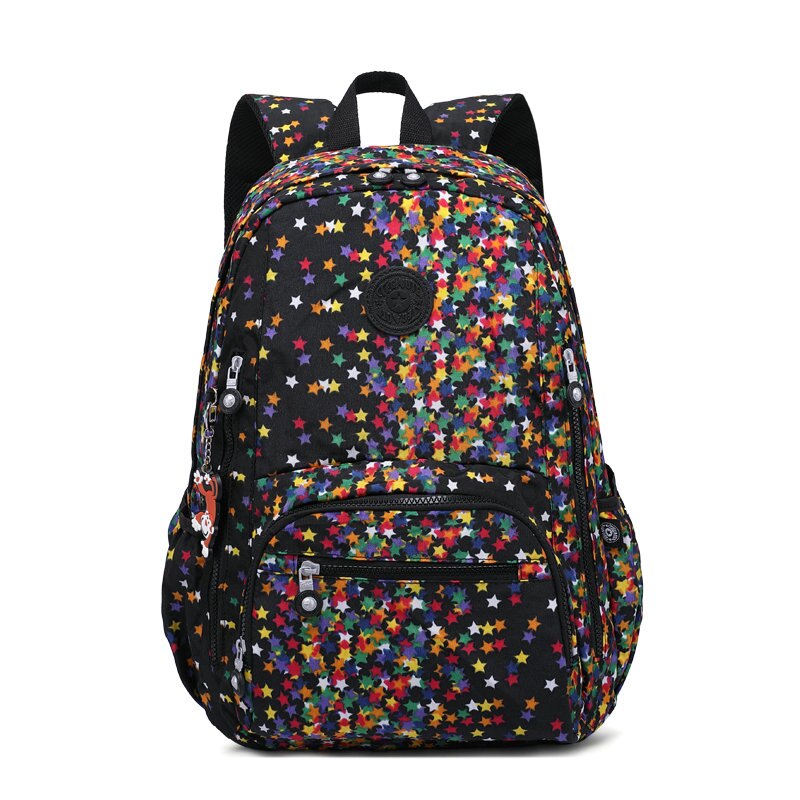 TEGAOTE Girls School Bags Women Printing Backpack For Teenage Girls Shoulder Travel Bags Nylon Waterproof Laptop Bagpack Bolsos: 992-08 Black