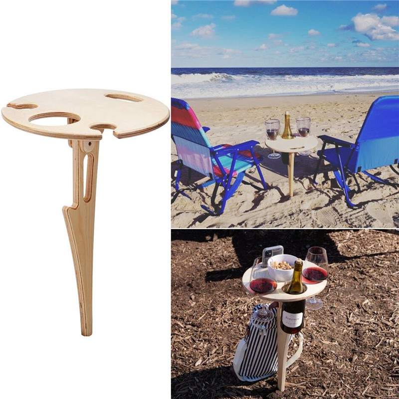 Opvouwbare Outdoor Wijn Tafel Met Ronde Desktop Mini Draagbare Vouwen Wijn Tafel Voor Outdoor Tuin Reizen Strand Tuinmeubelen