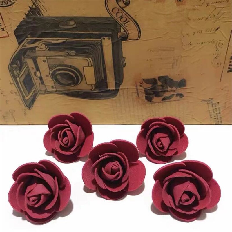 1PC 15cm/20cm/35cm Foam Rose Bear Mold DIY TOY Artificial Rose Flower Bear Plastic Bear Roses Luck Dog Mold Model: 100pcs Burgundy