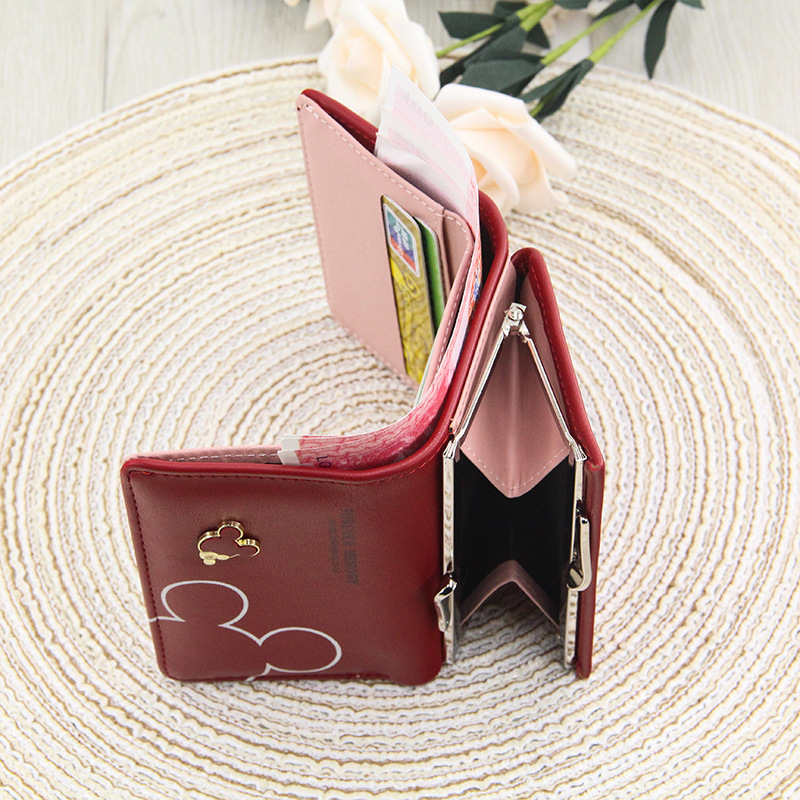 Women's Wallet Cute Cartoon Letter Printed Students Coin Purse Triple Fold Short Style Wallets for Women Girls Handheld Bags