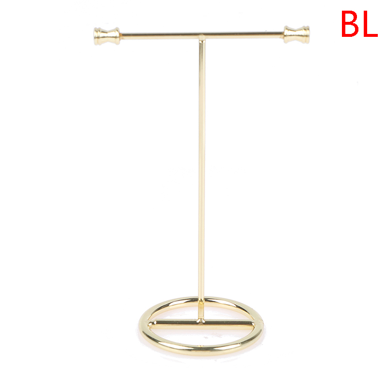 Gyldent metal t-formet armbånd ring øreringe organizer smykkeholder stativ halskæde armbånd display rack: Bl