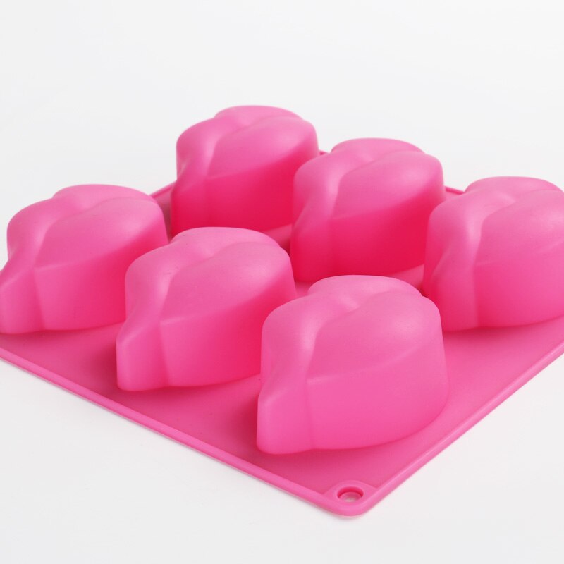 3d læber form sæbe model silikone sæbe form seks-hullers smuk læbe håndlavet sæbe silikone form