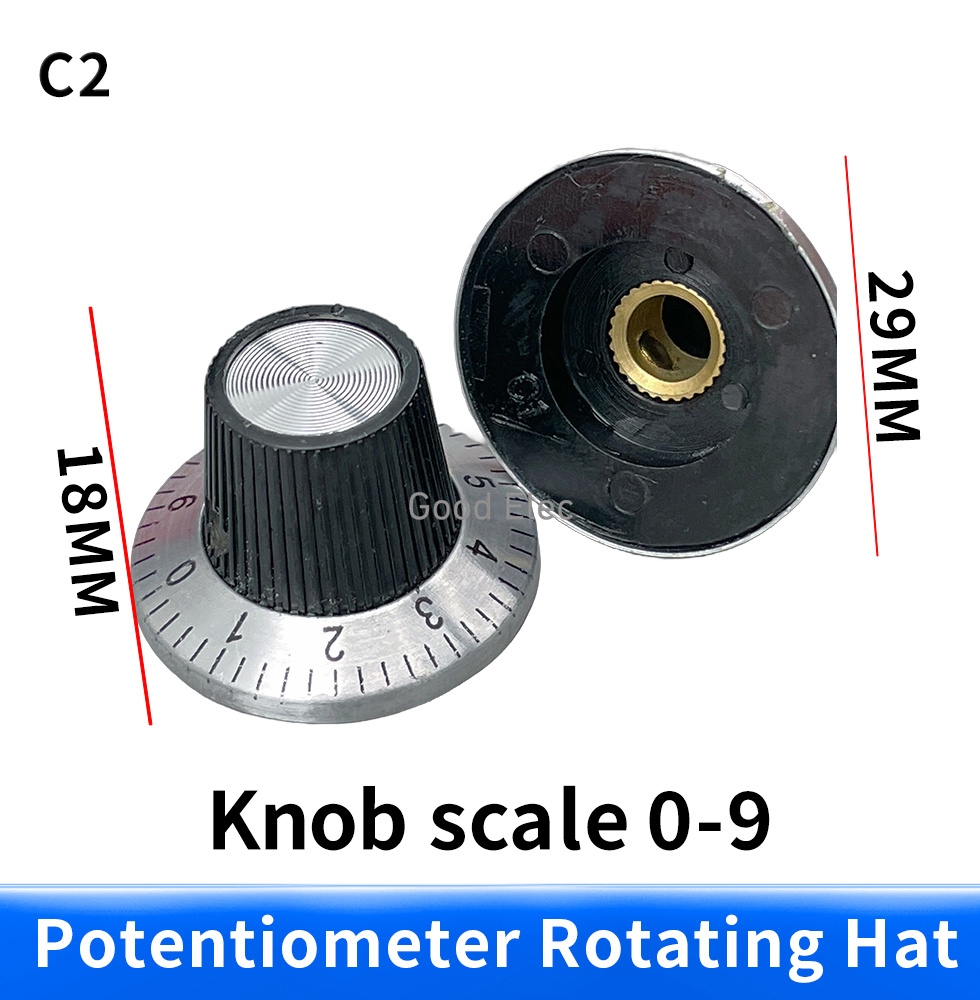 Potentiometer, vred, urtavla, aluminiumvred, digital vred ,37 mm x 15mm, hög 6.0mm innerdiameter: Vit
