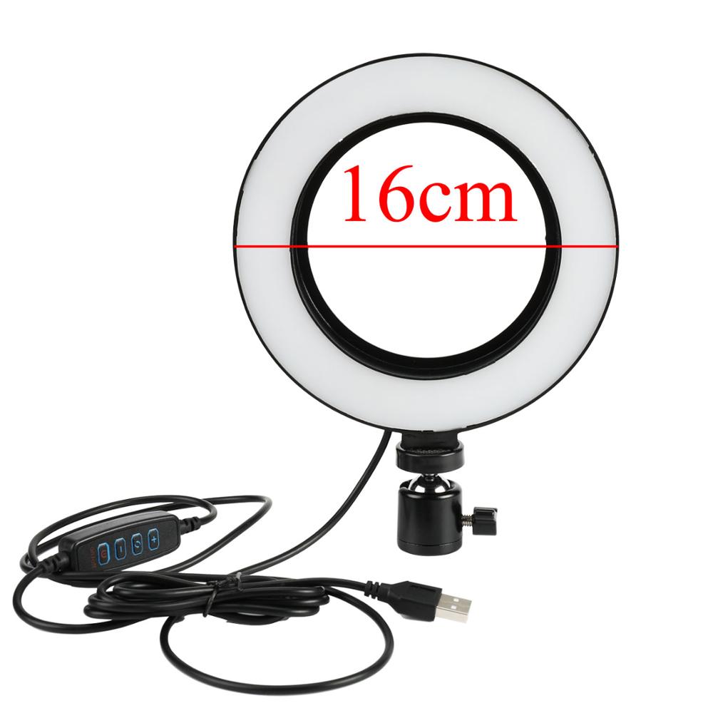 Anillo de luz LED Cámara fotografía anular lámpara estudio Ring Light para vlogg vídeo disparo retrato maquillaje con trípode teléfono Clip: 16cm Ring light