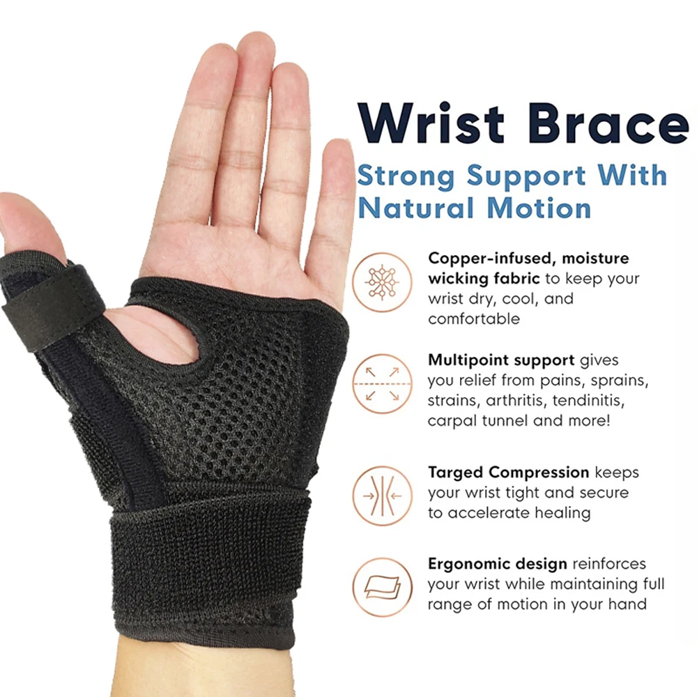 Attelle Spica de pouce réglable, 1 pièce, attelle de poignet stabilisatrice de pouce, Support pour hommes et femmes, arthrite du canal carpien, ténosynovite