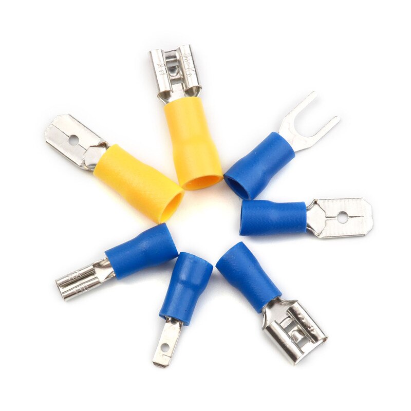 280 stk crimp spade terminal assorteret elektrisk ledning kabelstik sæt crimp spade isoleret ring gaffel spade butt terminal sæt