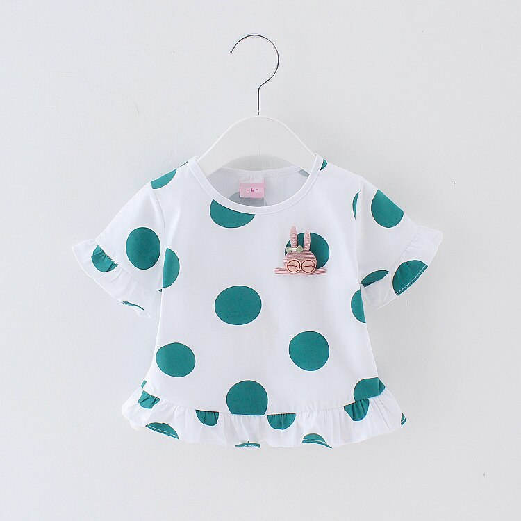 ONS Pasgeboren Baby Meisje Kleding Polka Dot T-shirt Katoen Ruche Zomer Outfits Kleding Tops 0-3Y: green / 18m
