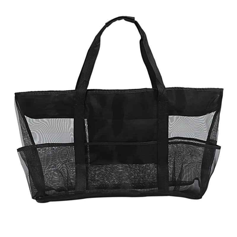 Xxl mesh strandpose familie mesh strandpose mesh bag for sandleker, ekstra stor familie mesh strandbag tote, svart: Default Title