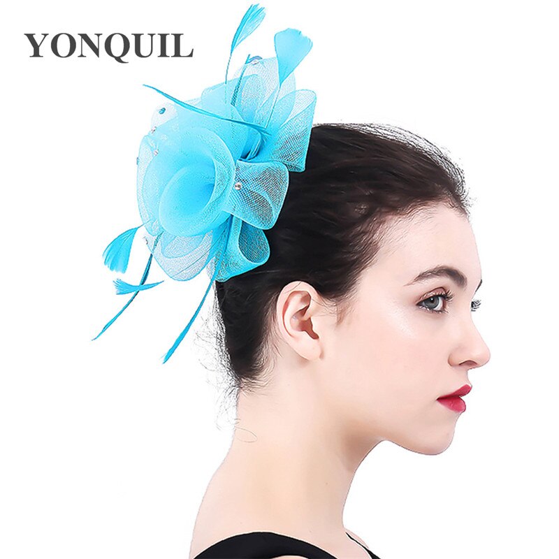Handgemaakte bruidshoofddeksels tule fascinator hoed haarspeld dames formele huwelijkshaaraccessoires bloemenhoed