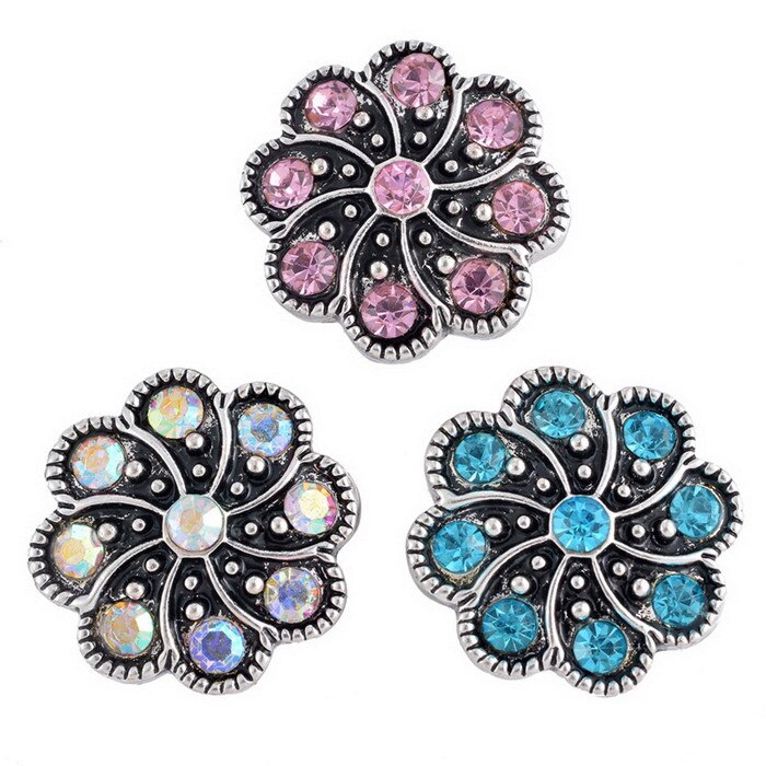 schönheit 3 stücke gemischt farbe blumen 18MM schnappen tasten passen schnappen Armbinde schnappen schmuck PL0121