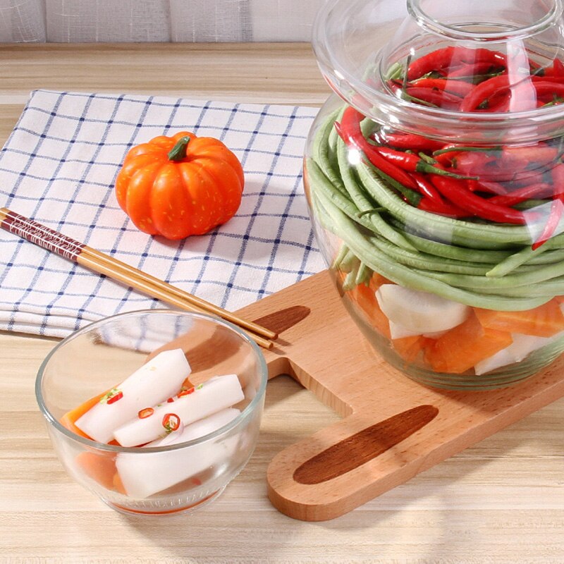 Transparent Glass Container Kimchi Storage Jar Kitchen Thickened Pickled Cans Household Pickled Jar Sealed Can