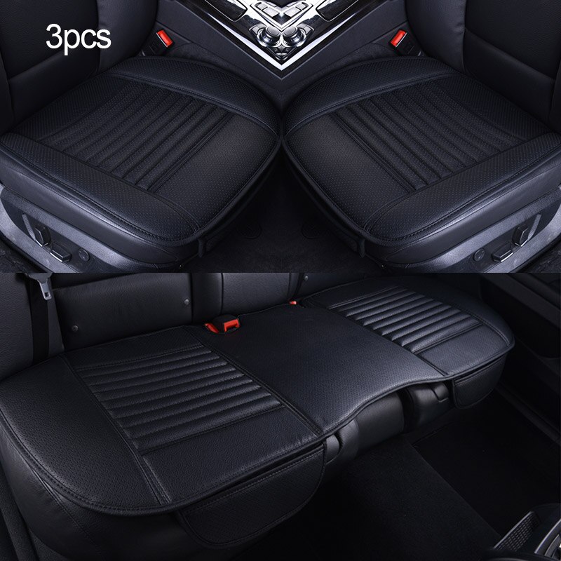 Lederen Auto Stoelhoezen Waterdichte Universele Seat Protector Voor Automobiles Auto Zitkussen Set Mat Auto Accessoires Ademend: Full Black 3pcs