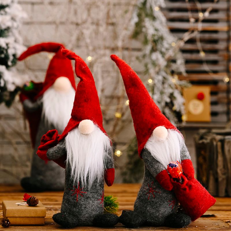 2pcs/set Christmas Faceless Swedish Tomte Gnome Ornaments Handmade Scandinavian Home Decoration