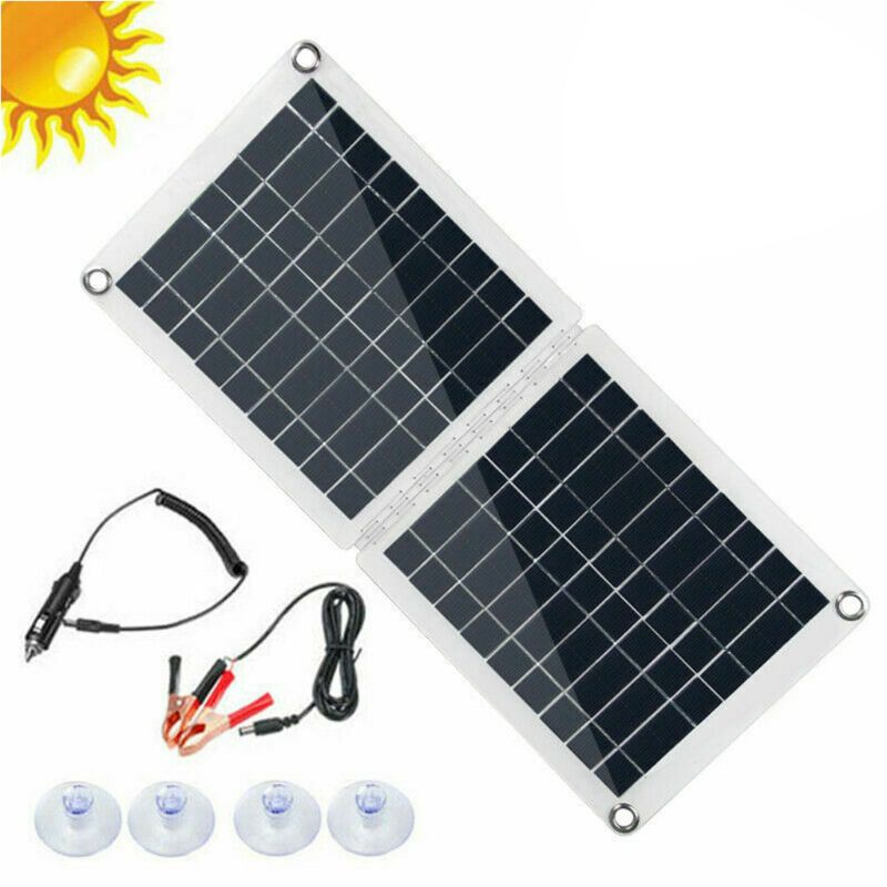 60W Dual USB Folding Solar Panel Kit Mono Caravan Boat Camping Charging Q81F