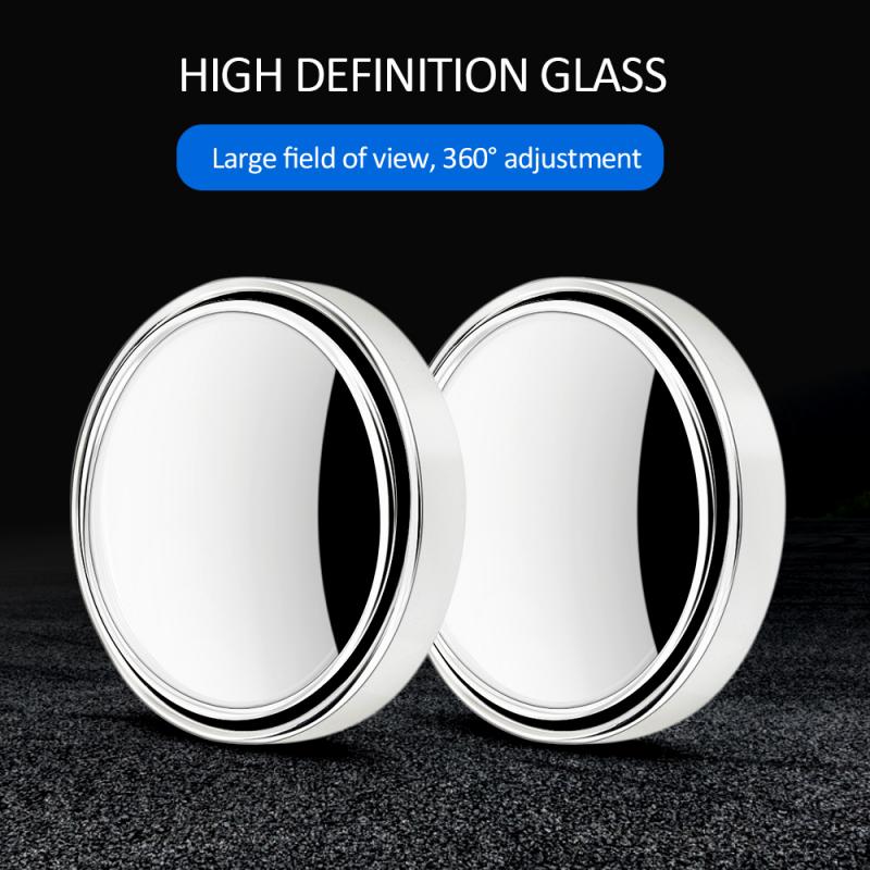 2PCS Car Vehicle Blind Spot Dead Zone Mirror Rear Small Round Mirror Auto Side Convex Mirror 360 degree Rotation Adjustable: Ivory