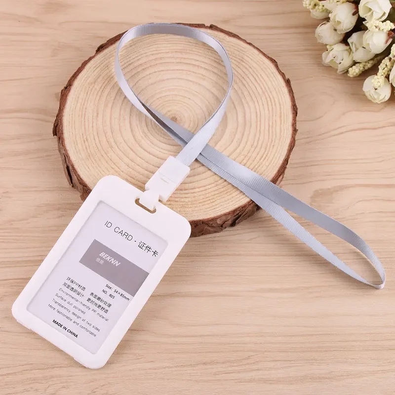 Color ID Card Holder Lanyard Badge Holder Name Id entification Sleeve Dual Clear Business Exhibit Office school strap Neck Hang: Army Green