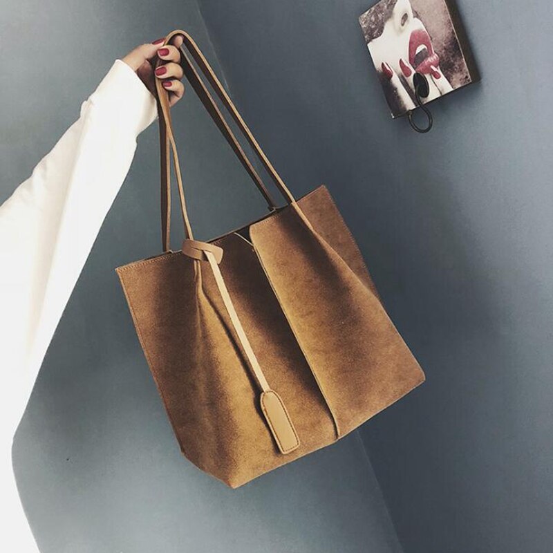Alta qualidade bolsas de camurça feminina de couro macio 2 pçs bolsas definir bolsas de ombro feminino grandes sacolas casuais l8-421