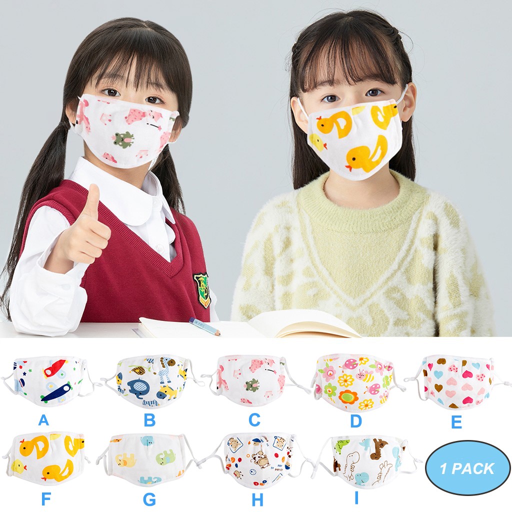 Réutilisable bouche-moufle enfants garçons fille dessin animé impression coton soins du visage combinaison réglable 5 couches filtre protéger protecteur Maschera