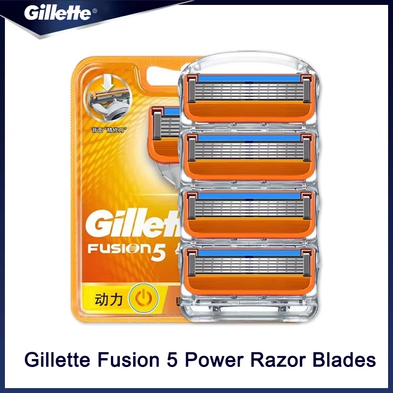Gillette-cuchillas de afeitar de la serie Fusion, cabezales de corte de barba de repuesto de 5 capas, 4 cuchillas de piezas para afeitadora Gillette Fusion: Blanco