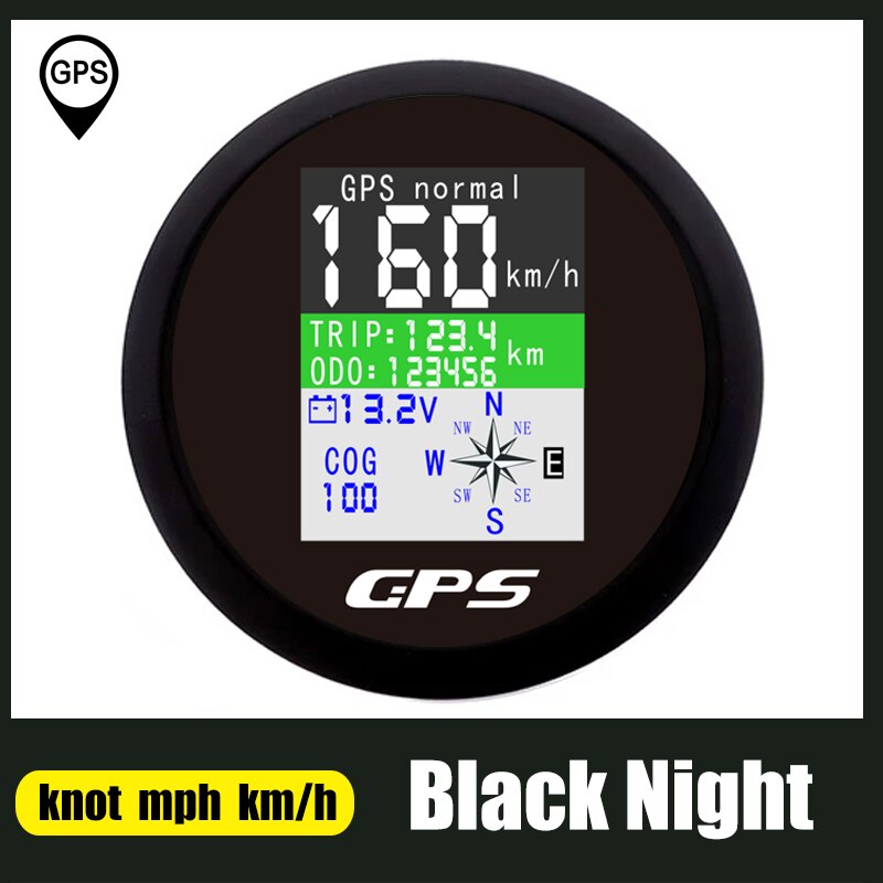 85Mm Gps Snelheidsmeter Voor Boot Auto Motorjacht Met Gps Antenne Tft-scherm Waterdichte Kilometerteller Verstelbare Trip Odo Cog voltmeter: BN