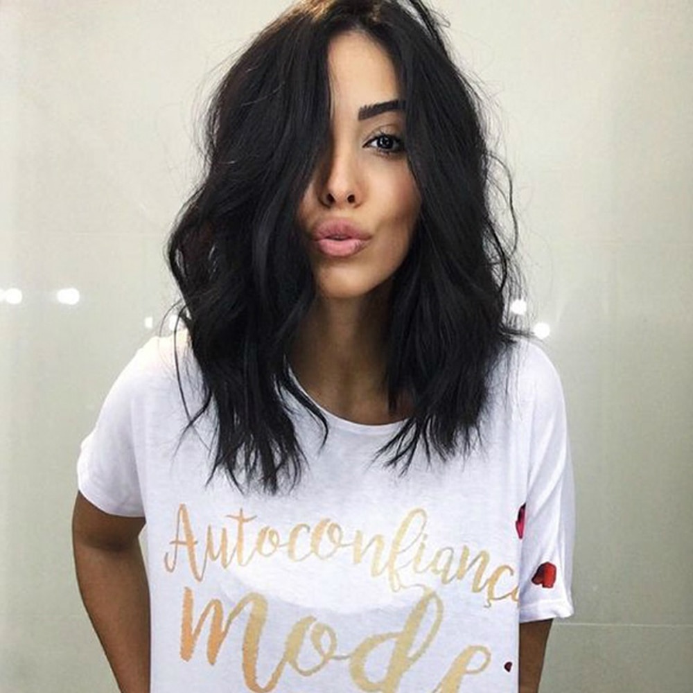Czarne krótkie peruki z kręconymi włosami Natural Color Bob peruki dla kobiet 16 "syntetyczne włosy damskie zastępują tanie peruki