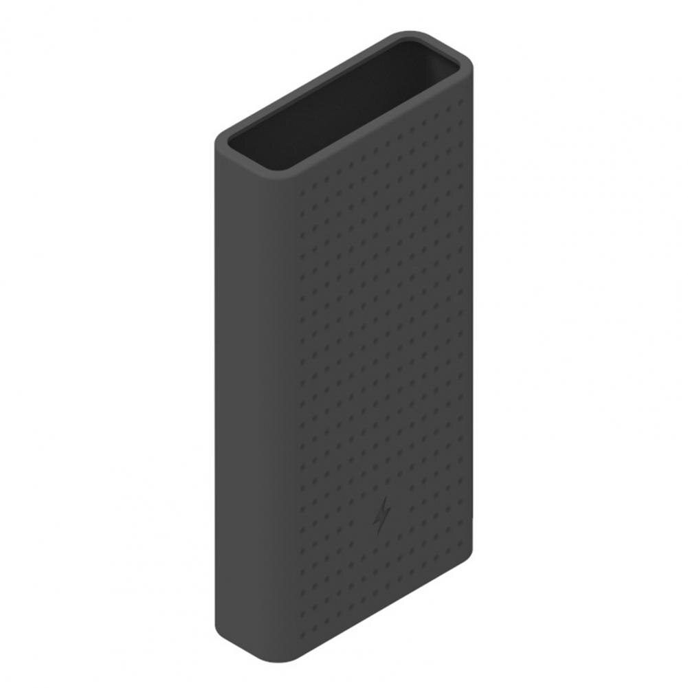 Stofdicht Effen Kleur Zachte Siliconen Case Beschermhoes Voor Xiaomi 20000Mah Power Bank: Black