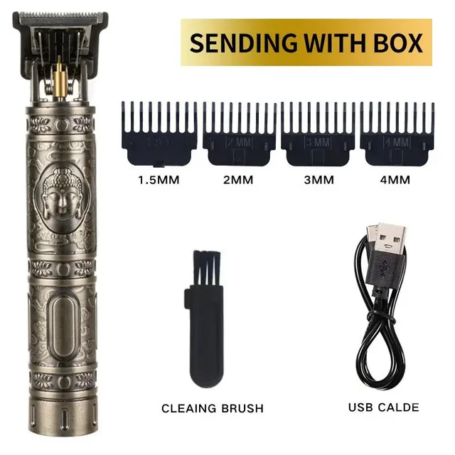 Professionelle T9 Vintage elektrische wiederaufladbare Haarschneidemaschine Haar Friseur Trimmer für Männer Haarschneiden: Grau