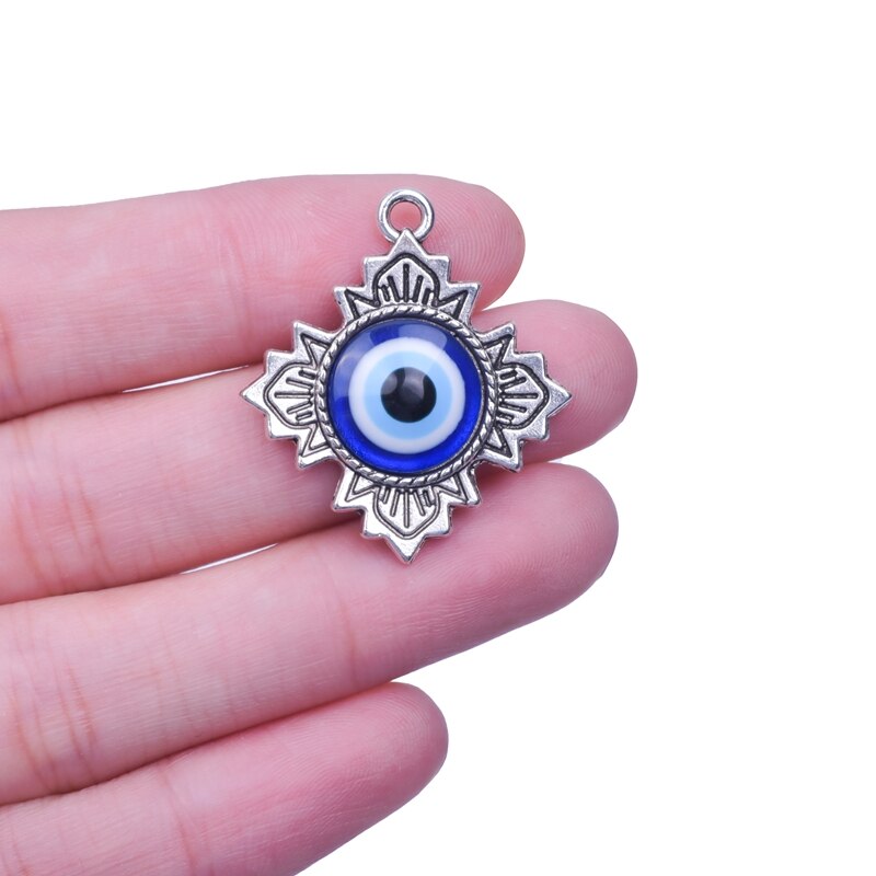 5Pcs/lot Bohemia Hand of Fatima Hamsa Charms Turkish Evil Eye Pendant for Women Necklace Earring DIY Jewelry Accessories