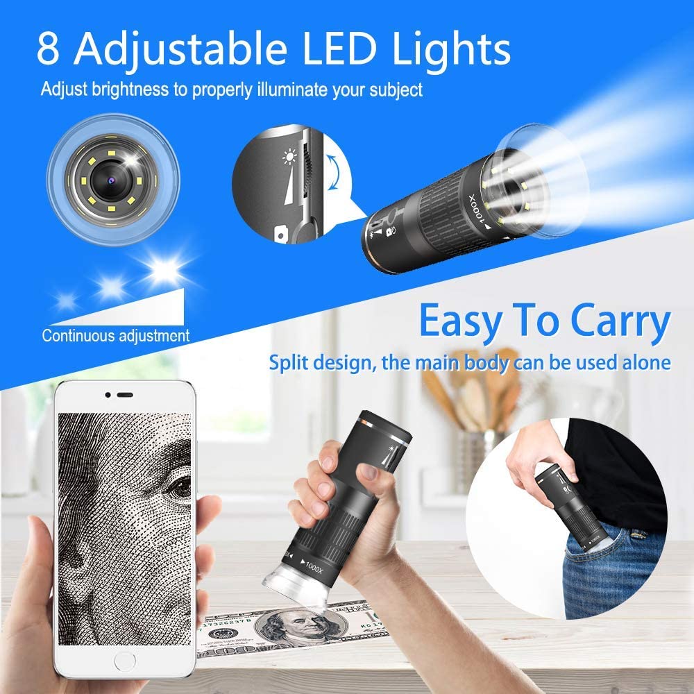 Wifi Professionele Usb Digitale Microscoop 8 Led 2MP 1000X Elektronische Microscoop Endoscoop Zoom Camera Vergrootglas + Lift St